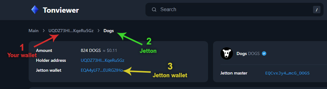 Where to find the jetton wallet address